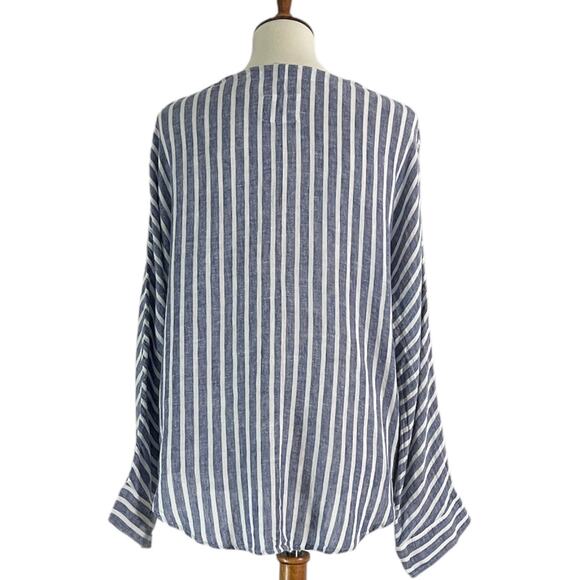 Rails Lily Top Striped Linen Blend Fisherman Core Tunic Parisian Blue Medium - Picture 7 of 10